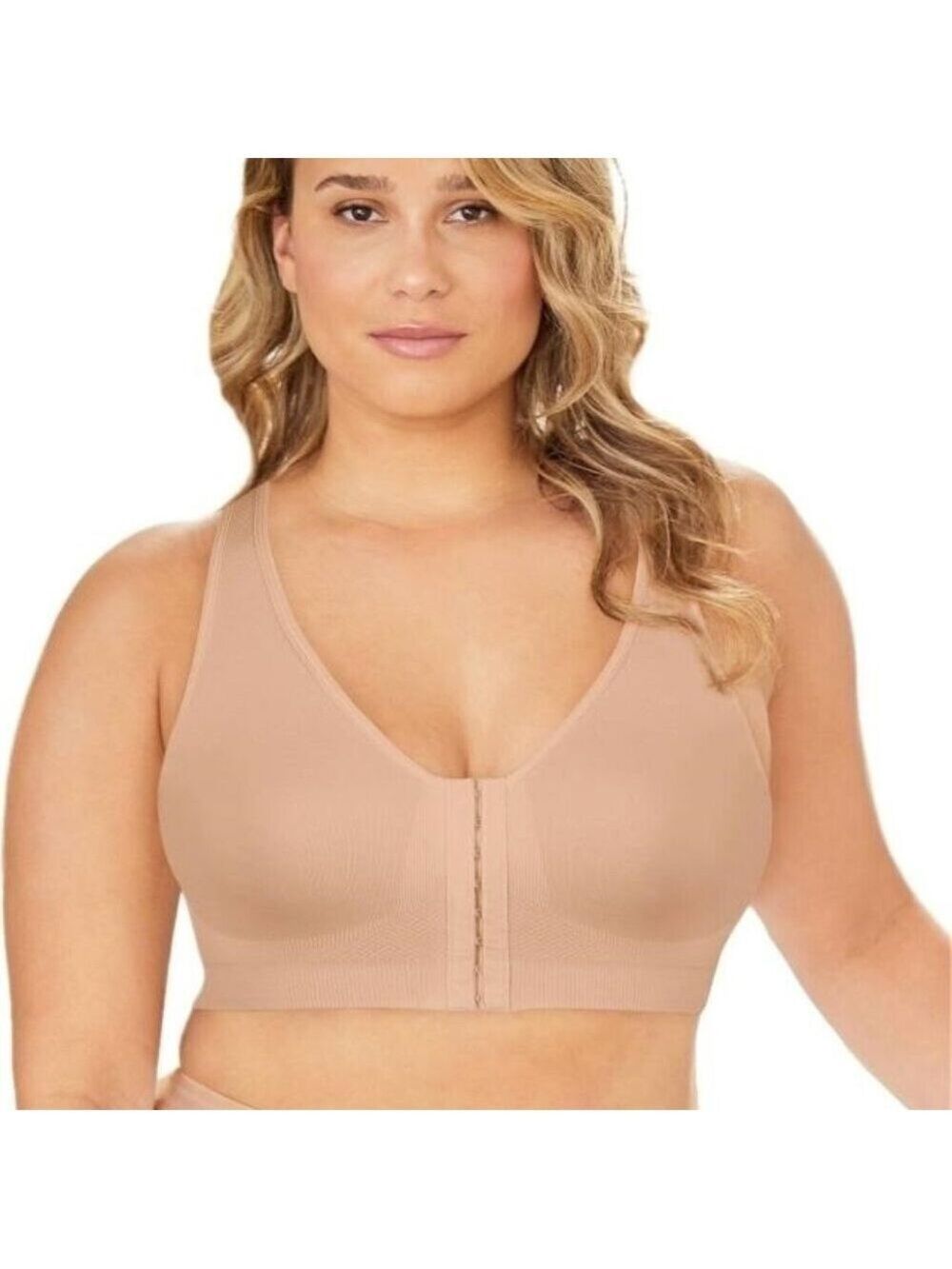 **Exquisite** Form Front Closure Wireless Support Bra Medium Nude NWT